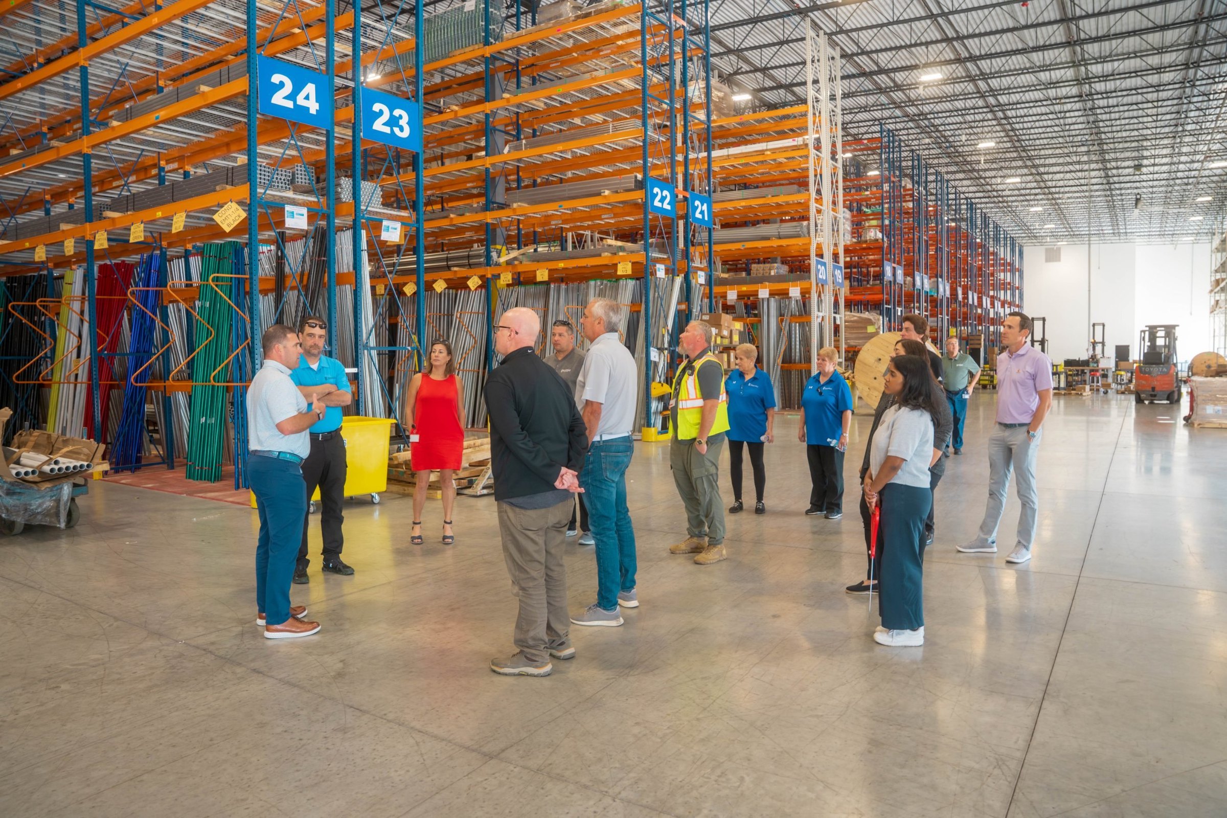 Team members touring the Bensenville warehouse